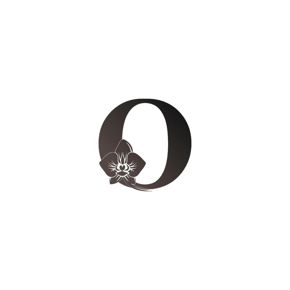 Letter O logo icon with black orchid design vector