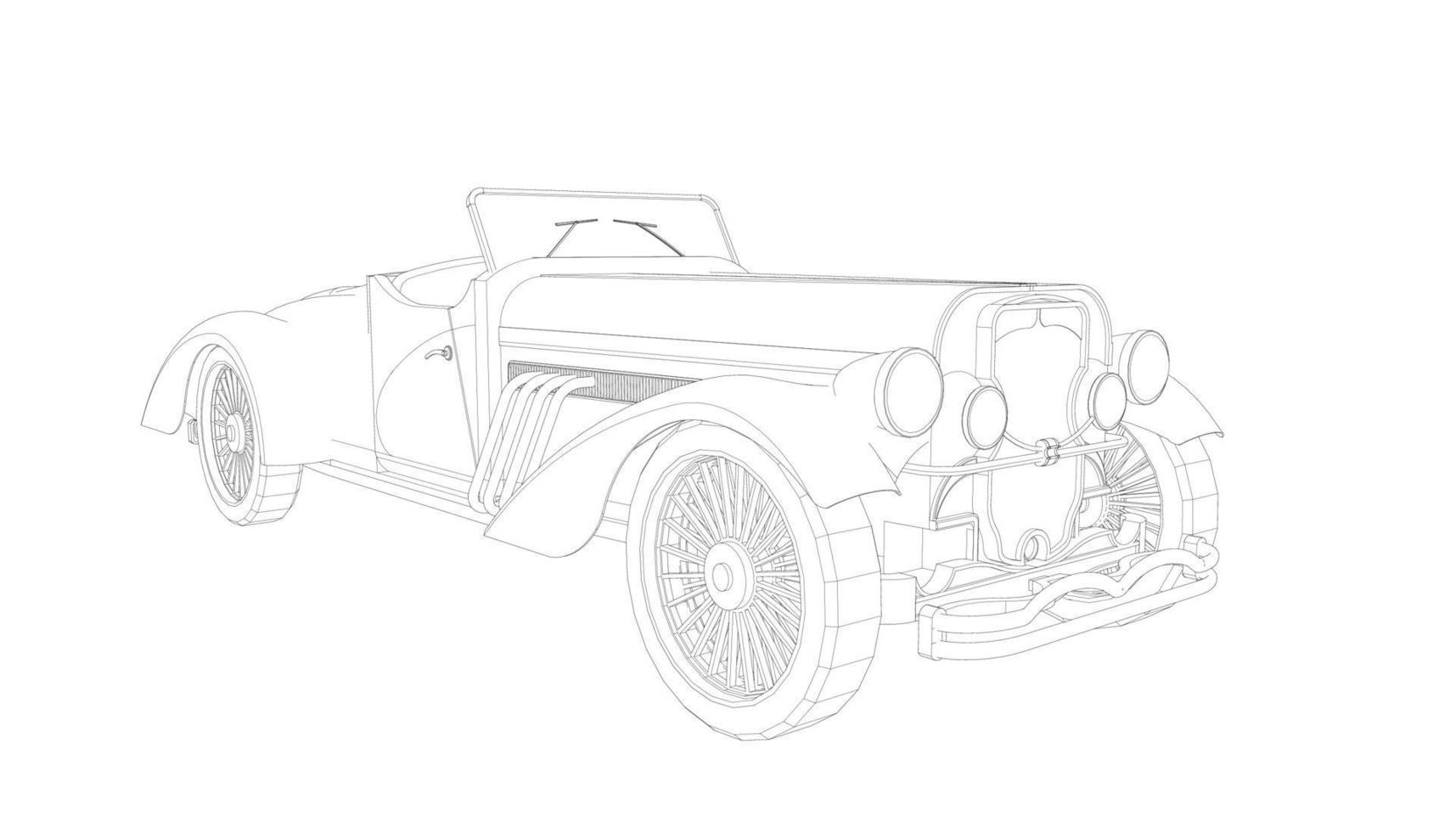 Old car design line art vector