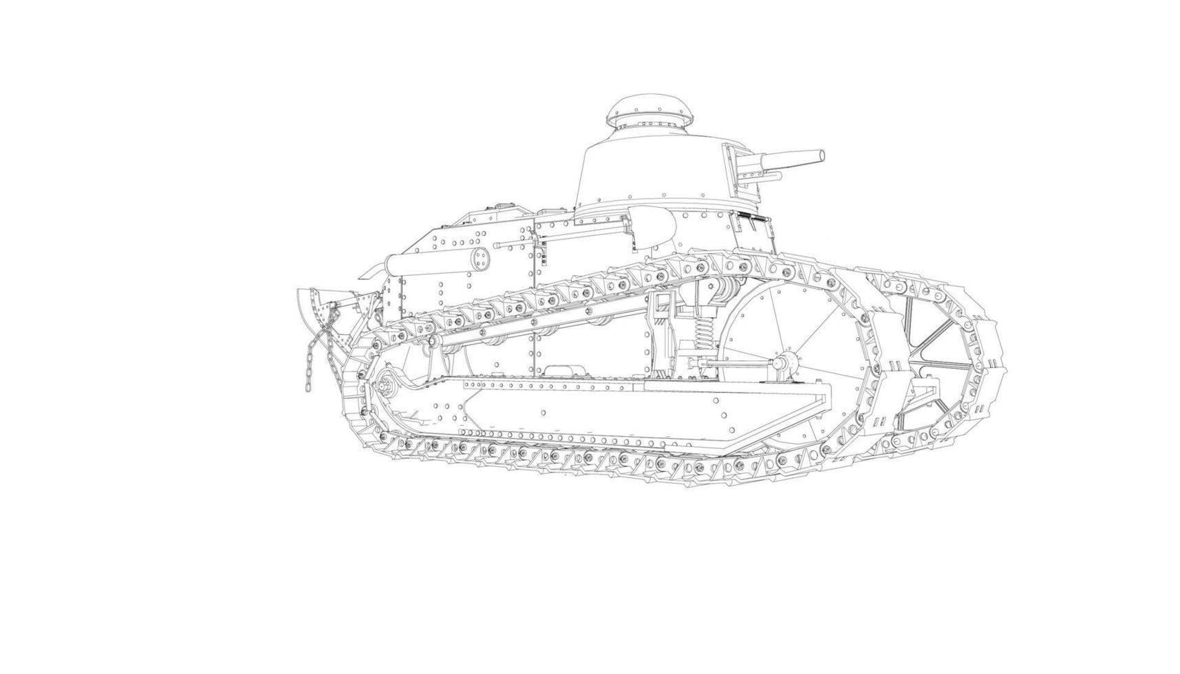 line art of assault tank vector