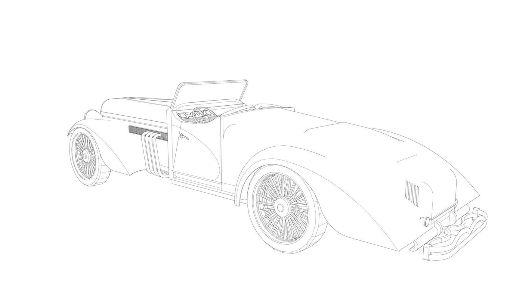 Old car design line art vector