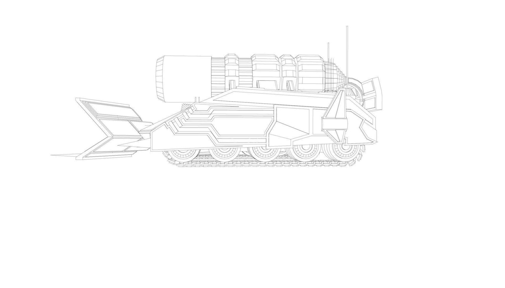 arte lineal del tanque de asalto vector