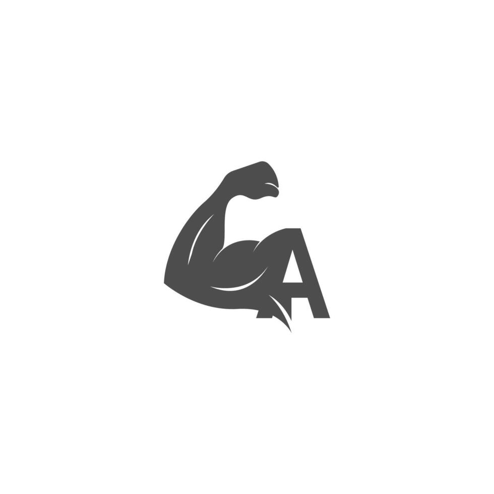 Letter A logo icon with muscle arm design vector