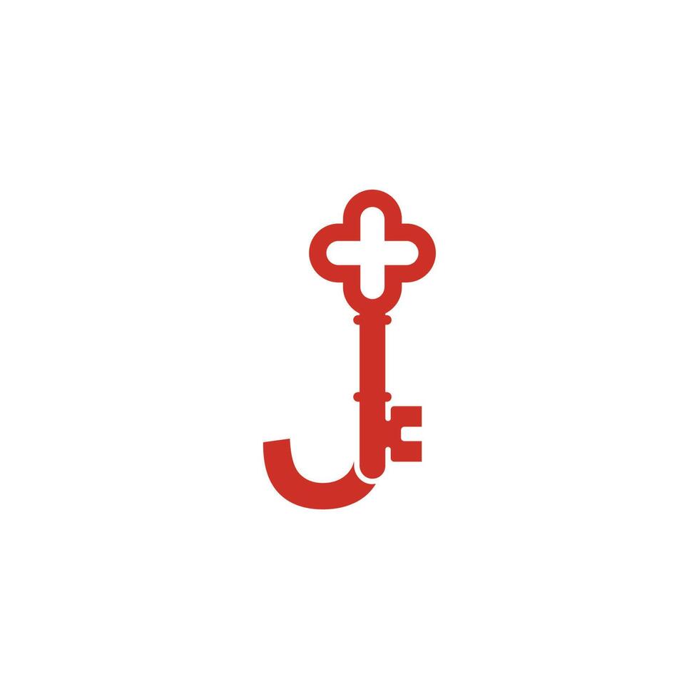 Letter J logo icon with key icon design symbol template vector