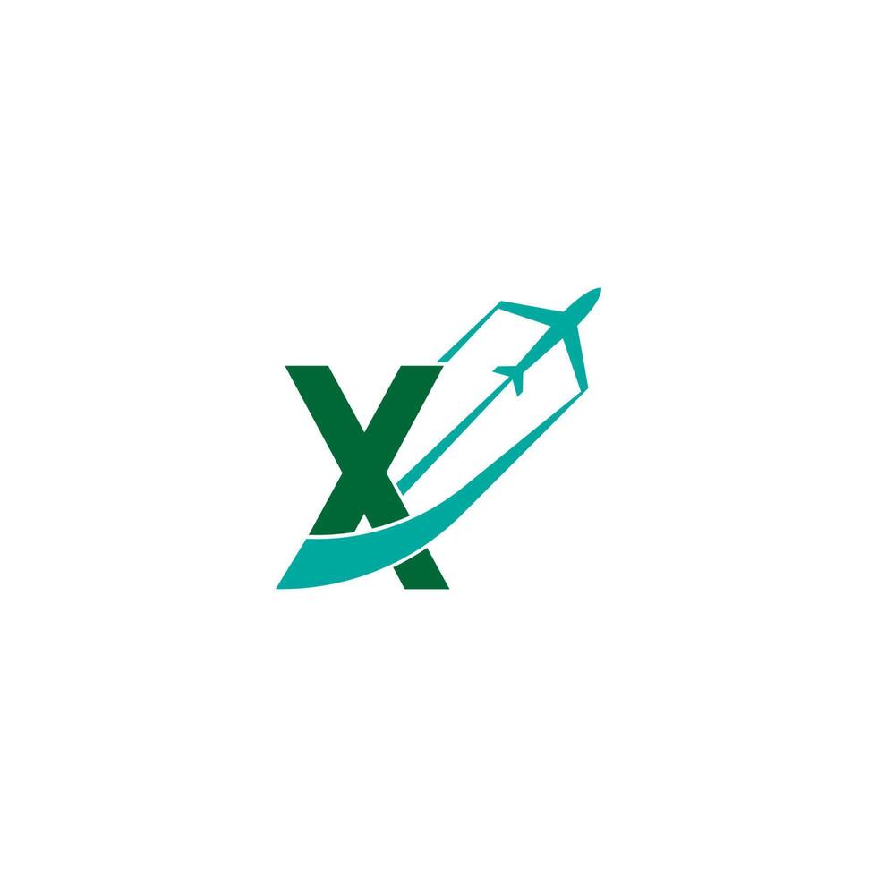 Letter X with plane logo icon design vector