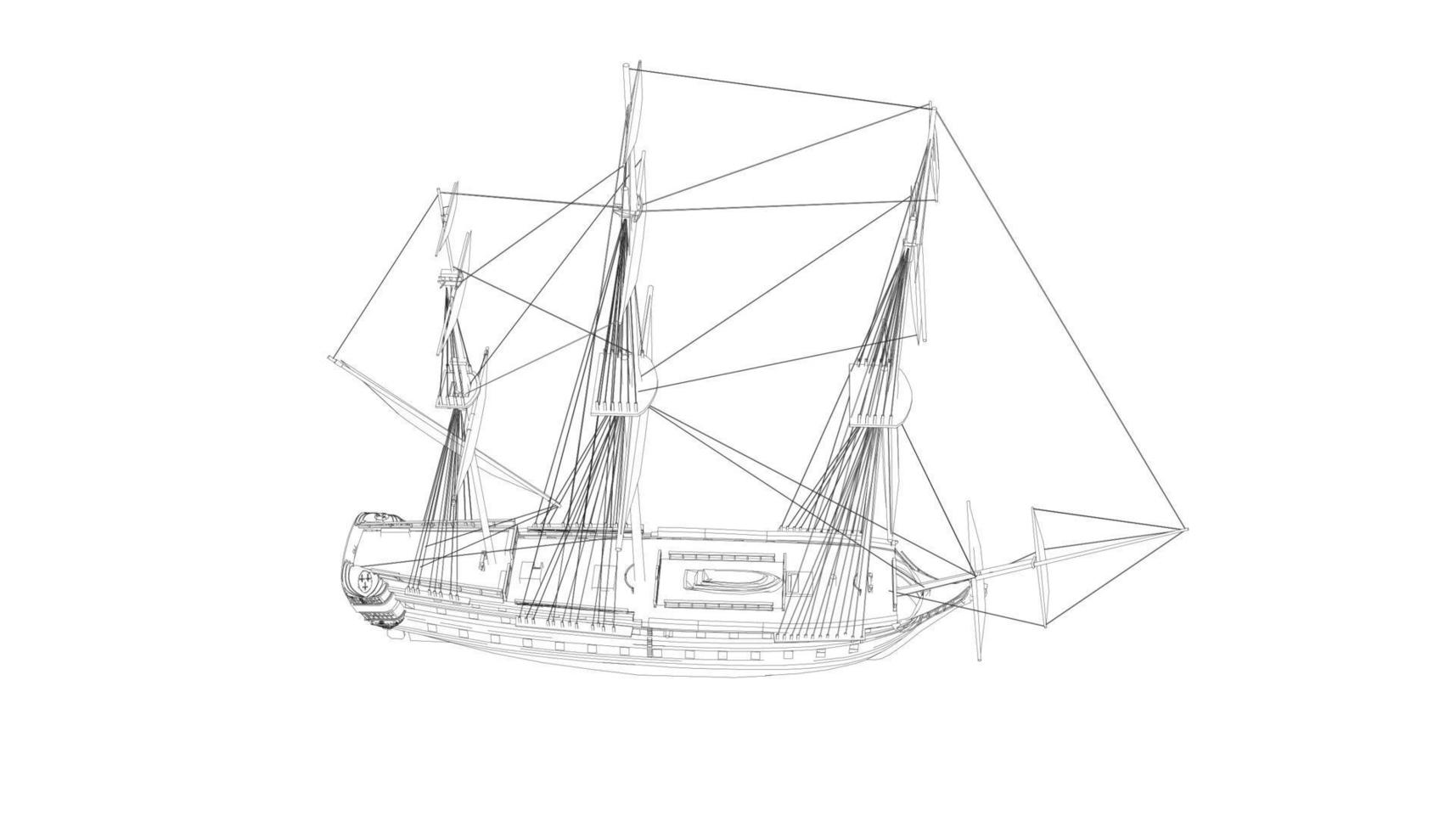 lineart style classic sailboat vector