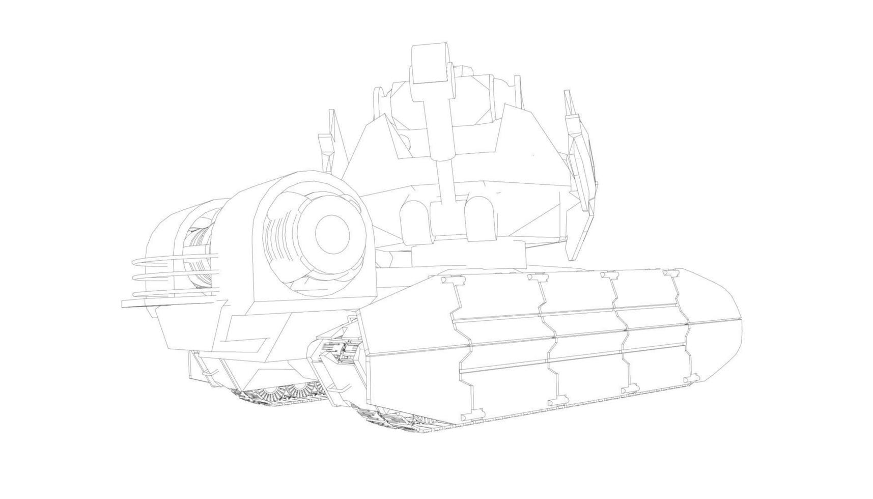 line art of destroyer tank vector