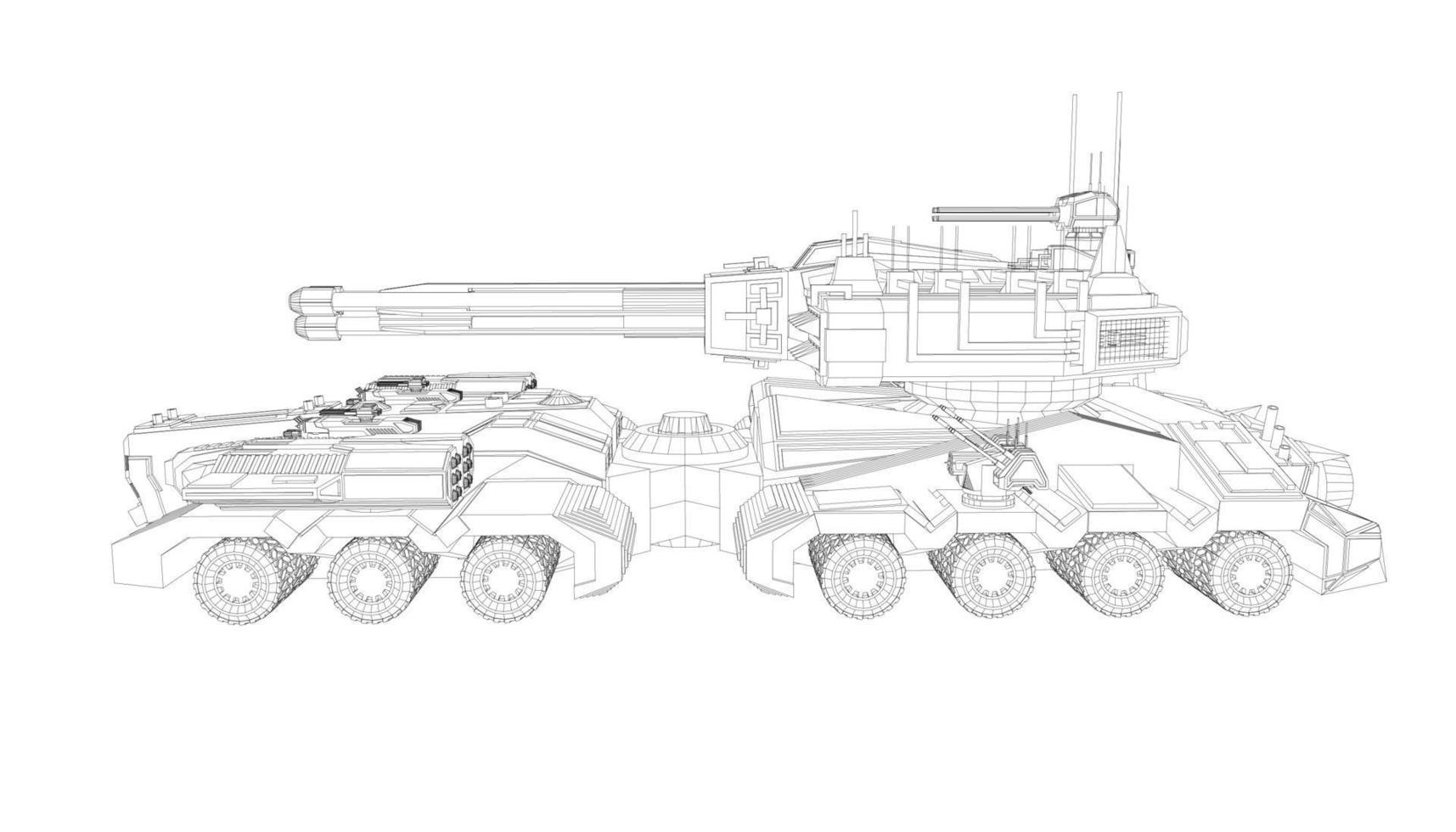 line art of destroyer tank vector