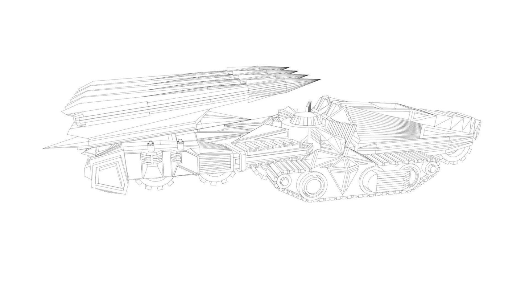 line art of destroyer tank vector