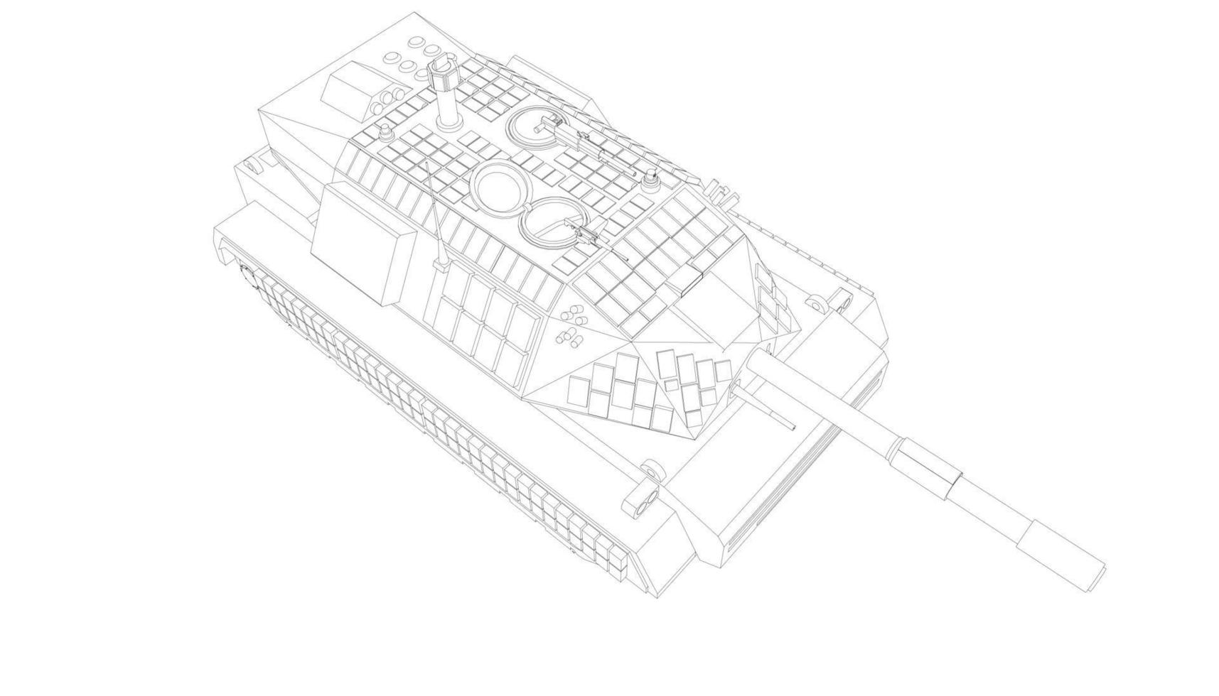 line art of destroyer tank vector