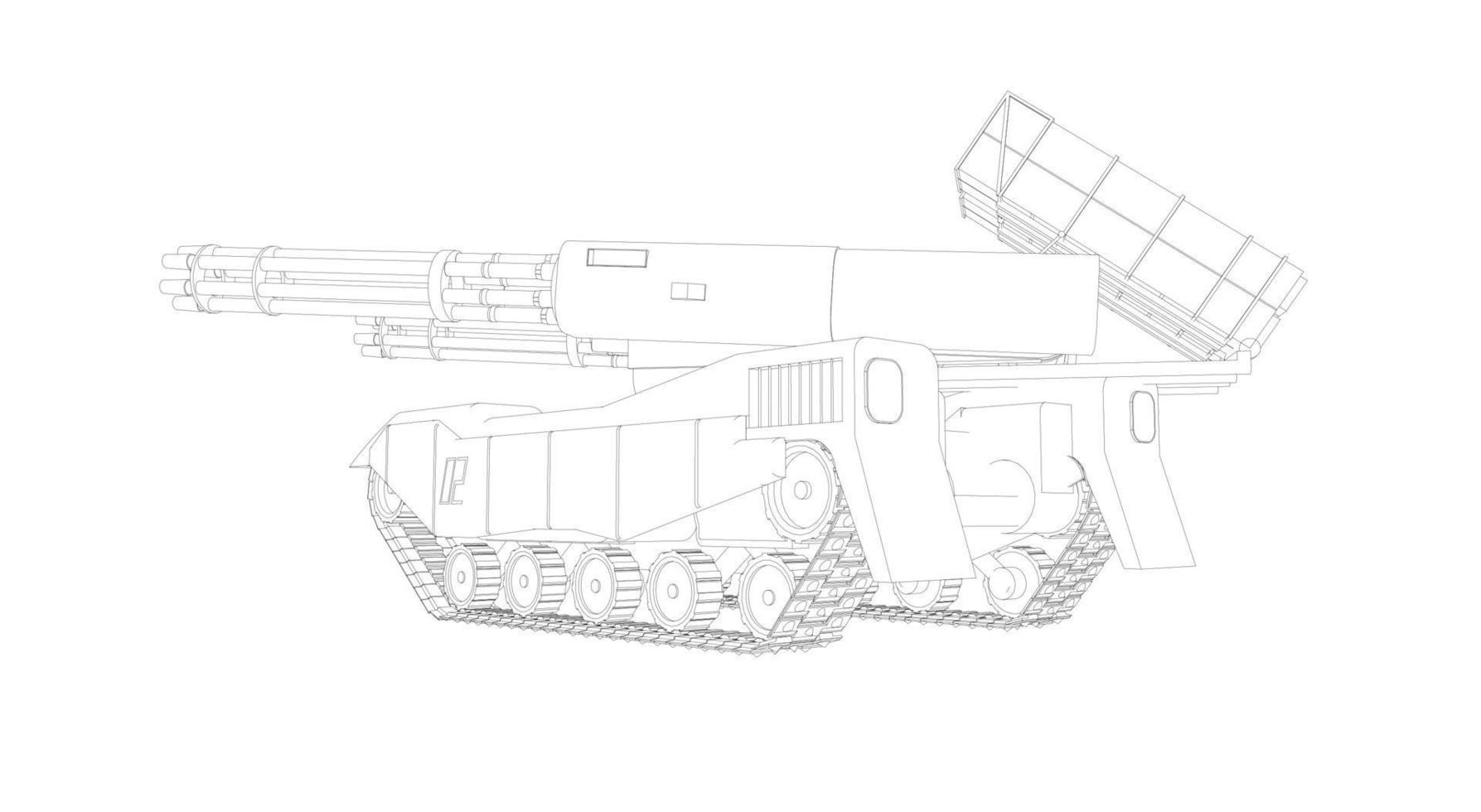 arte lineal de tanques militares vector