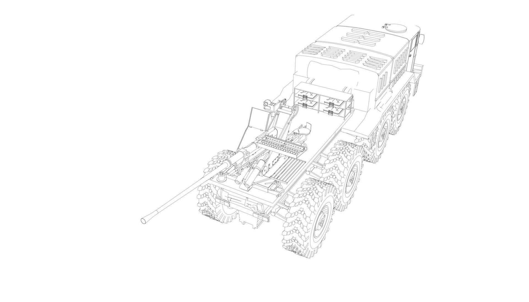 line art of destroyer tank vector