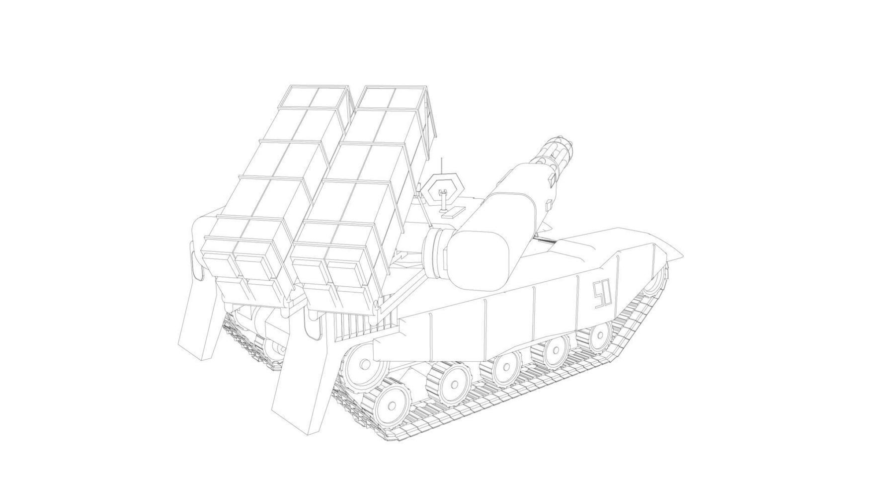 line art of military tanks vector