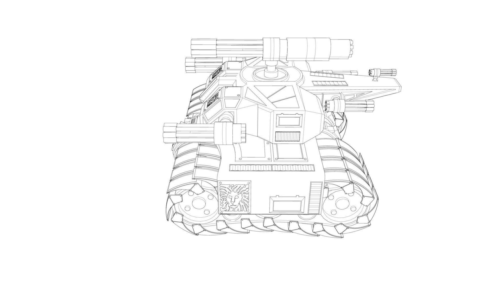 arte lineal de tanques militares vector