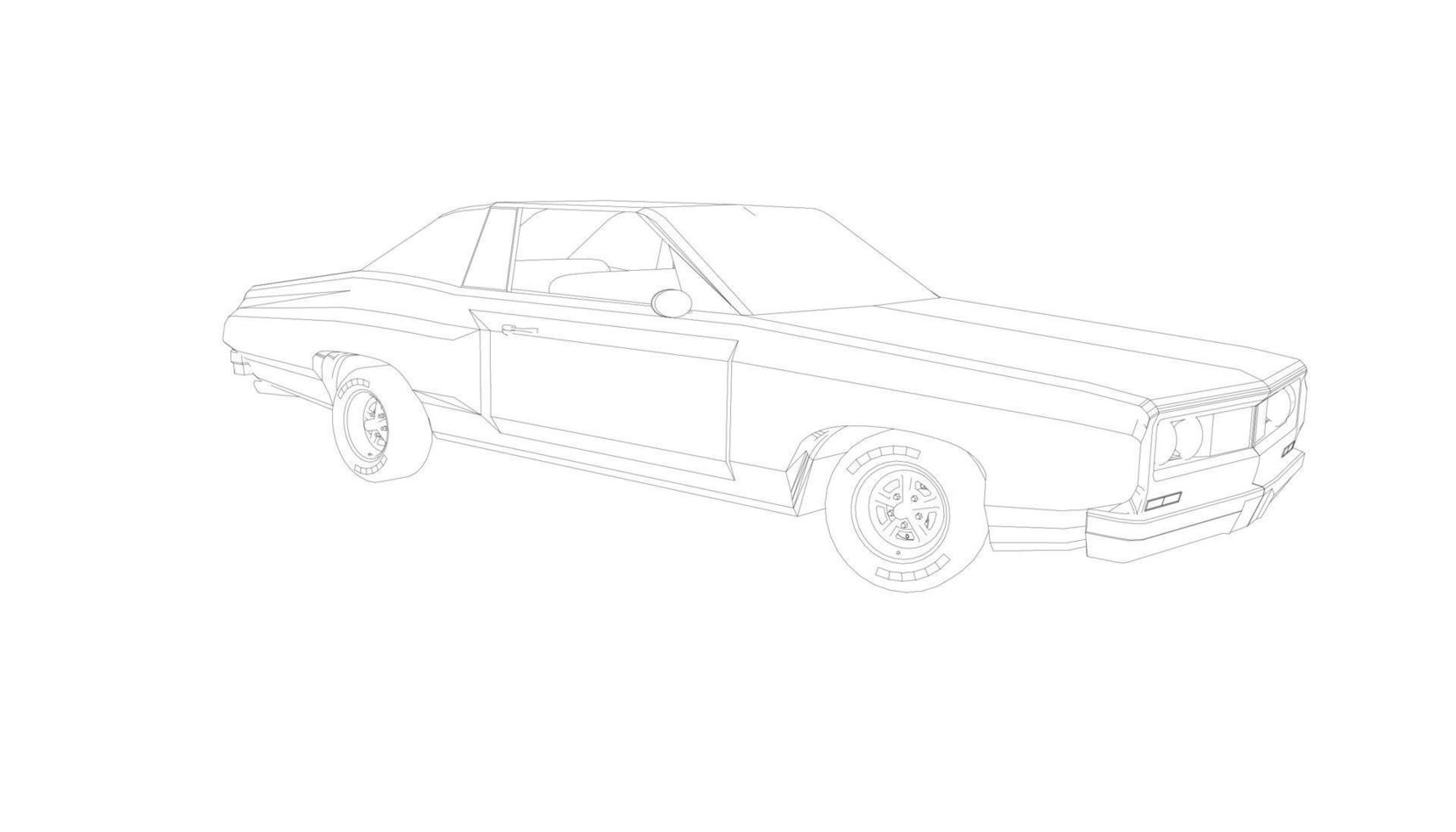 Vintage car design line art vector