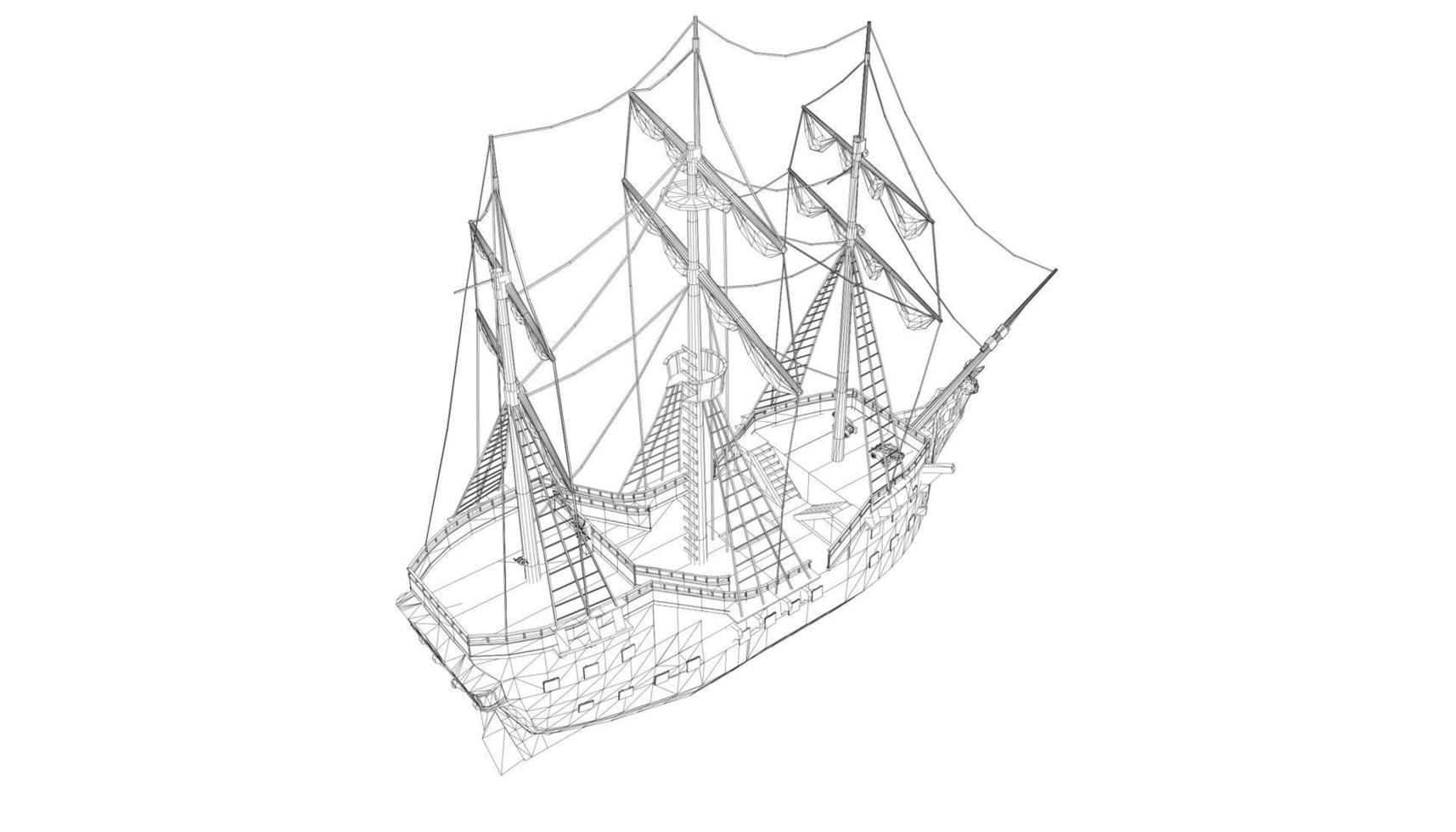 lineart style classic sailboat vector
