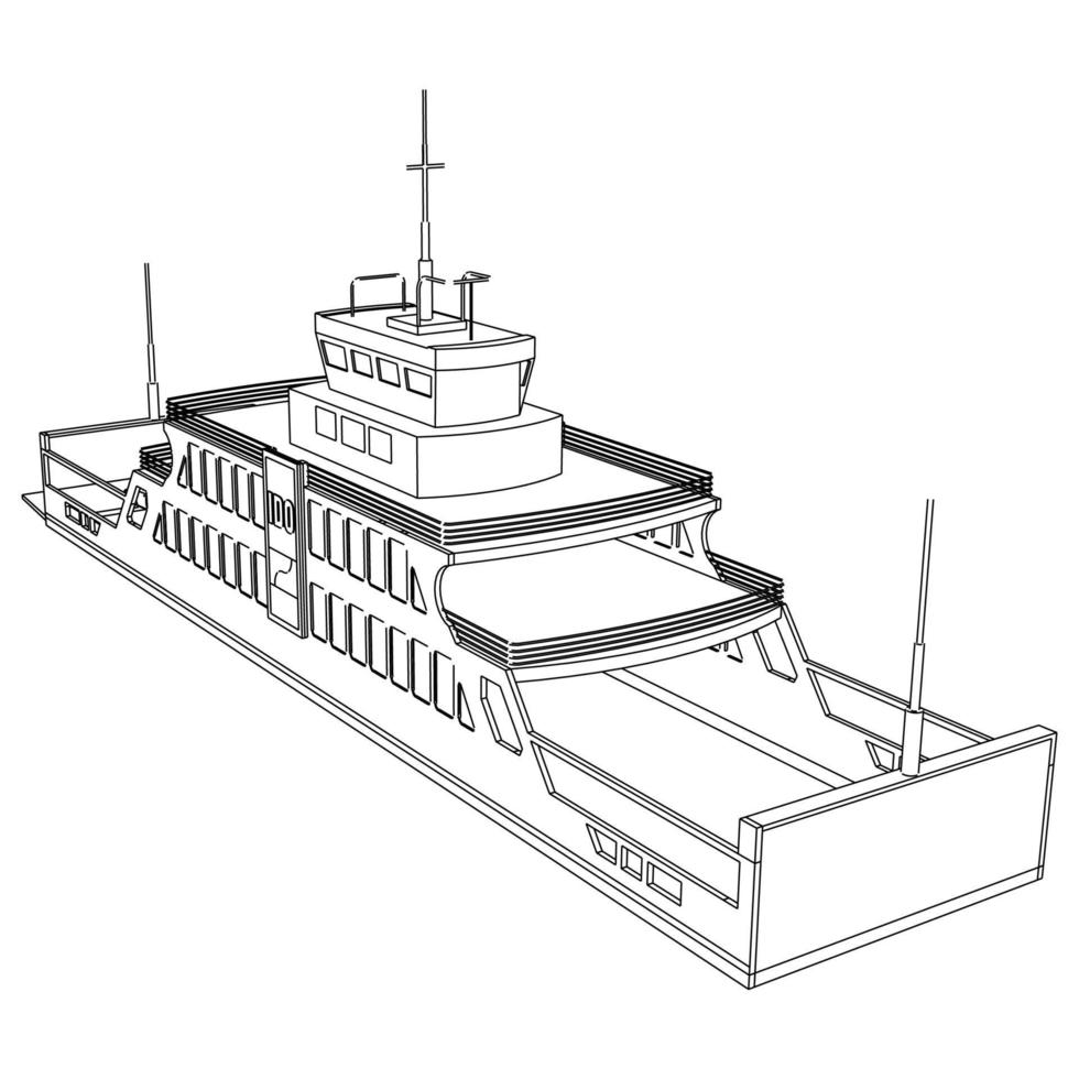 velero clásico estilo lineart vector