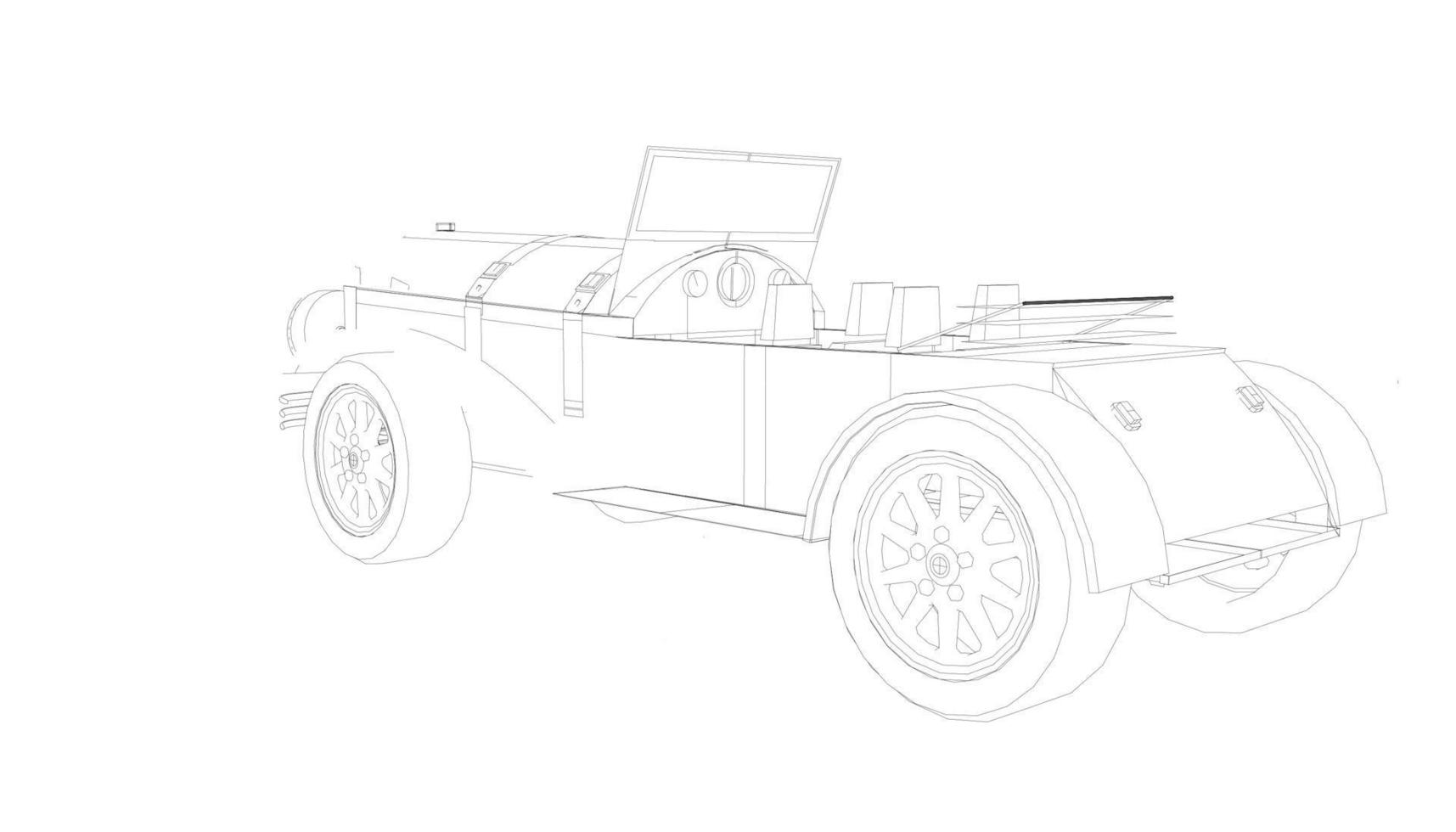 Old car design line art vector