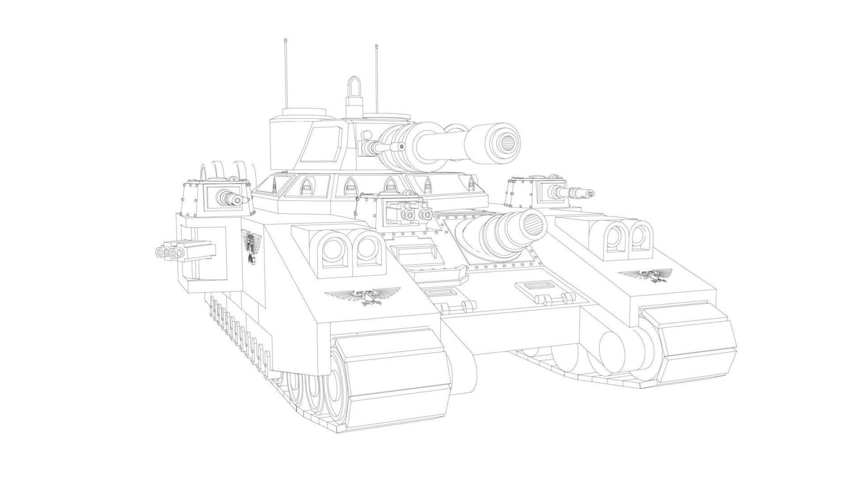 line art of destroyer tank vector