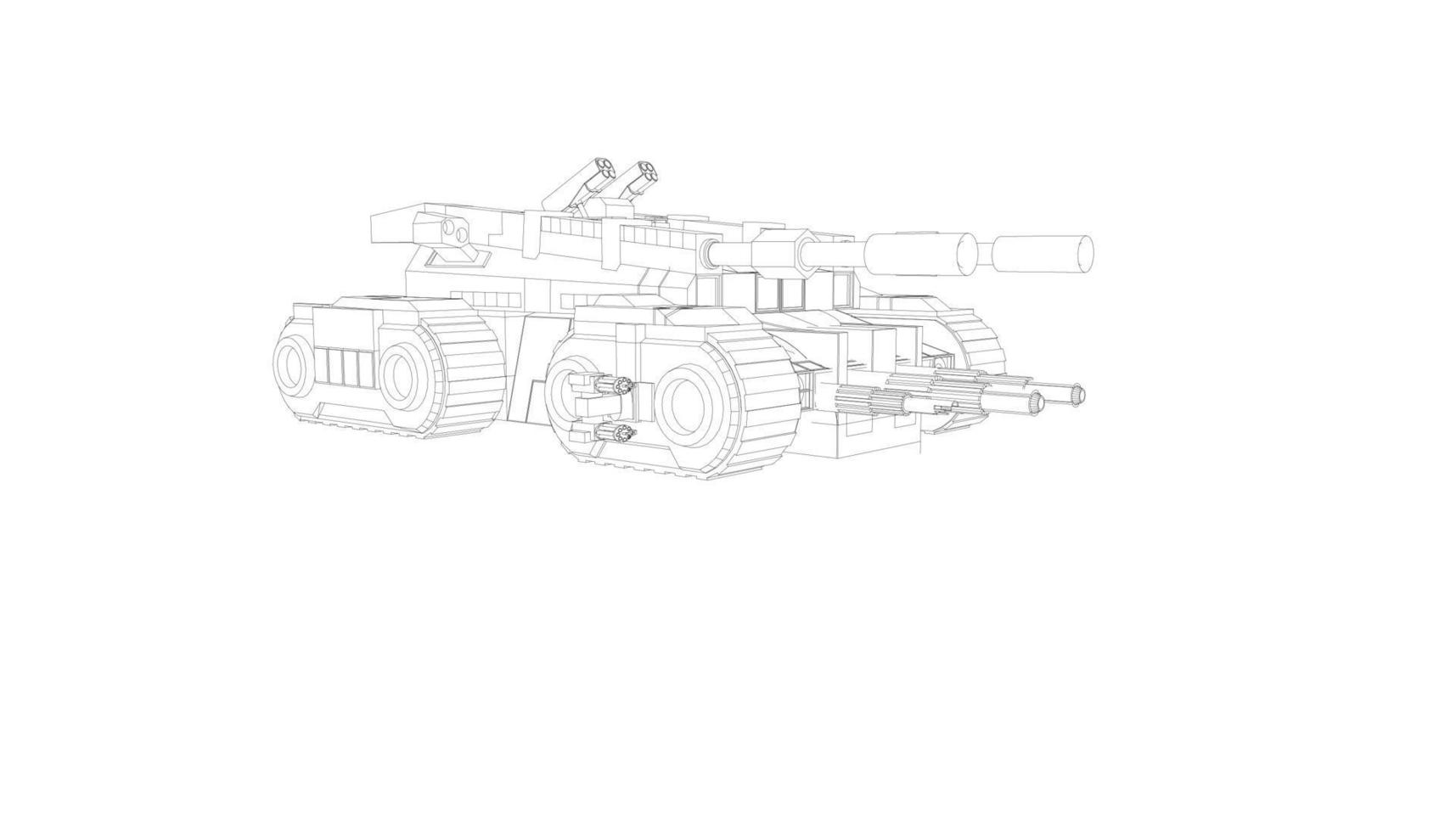 arte lineal del tanque destructor vector