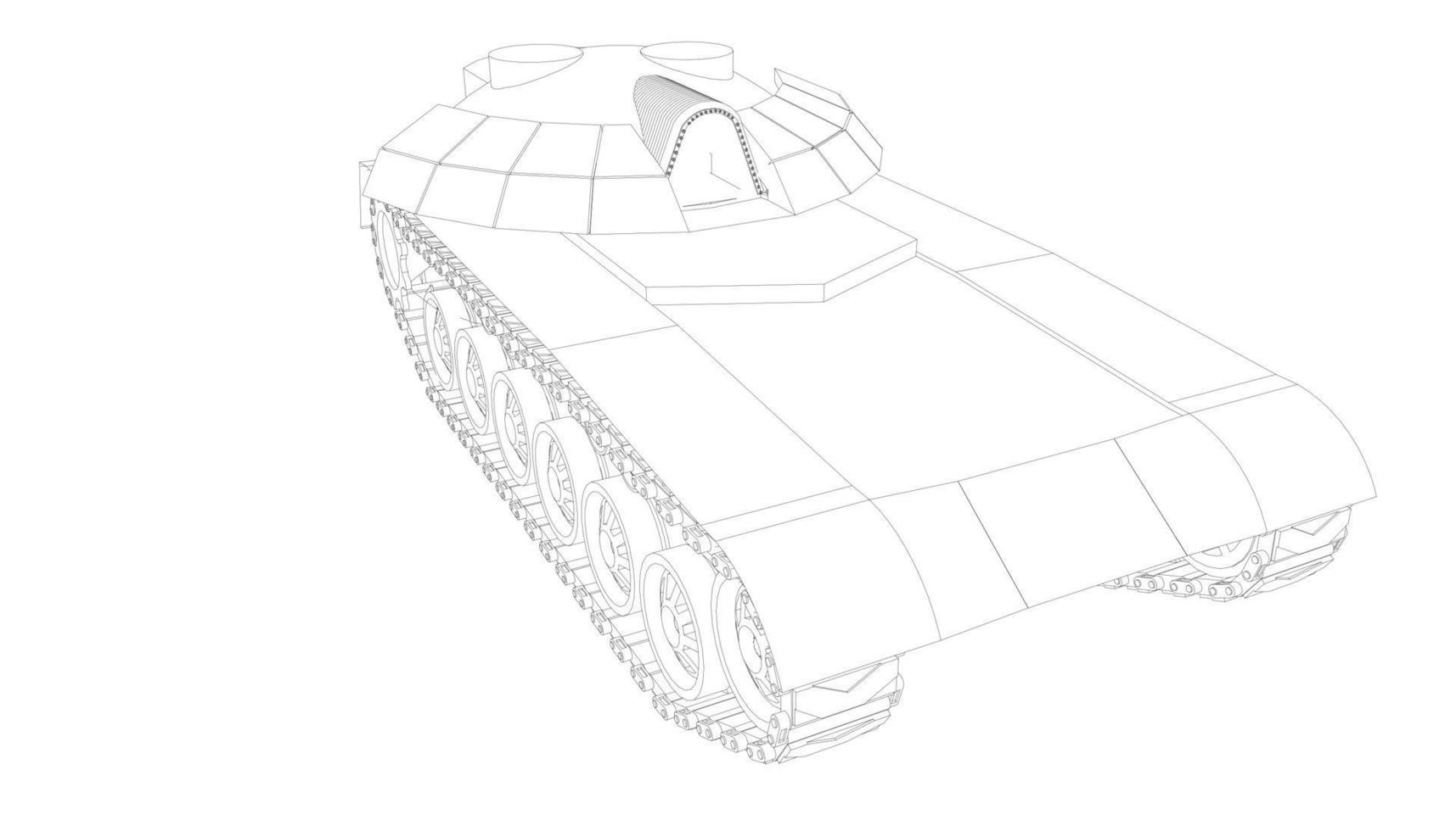 line art of assault tank vector