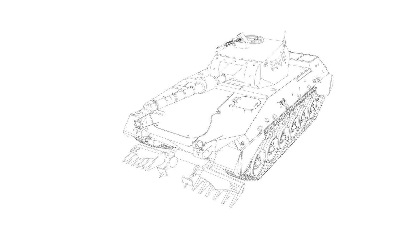 line art of destroyer tank vector