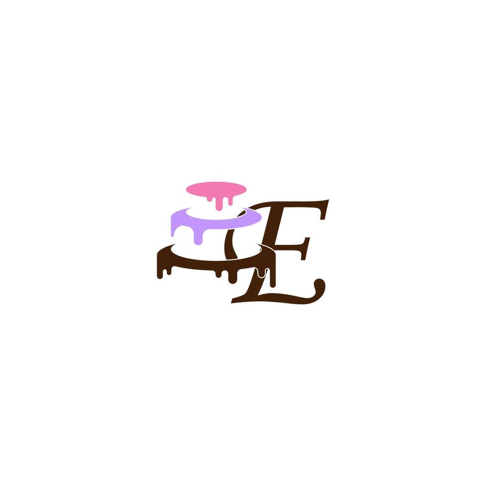 Letter E  icon with wedding cake  design template vector