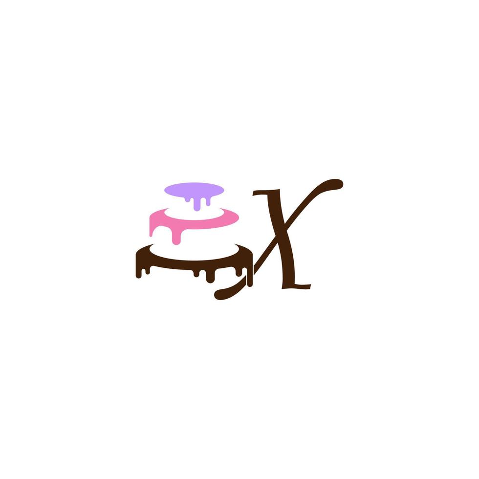 icono de letra x con vector de plantilla de diseño de pastel de bodas