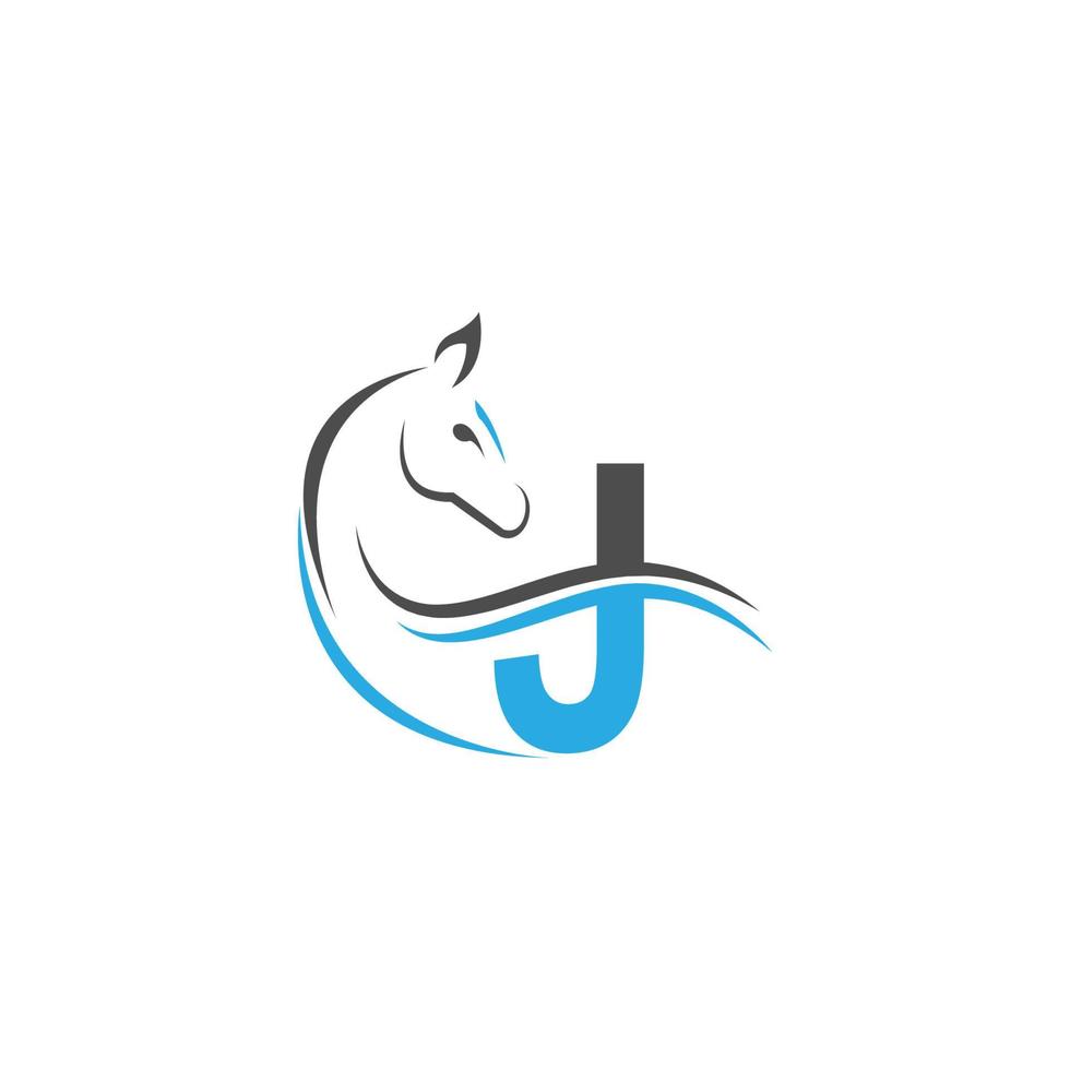 logotipo de icono de letra j con diseño de ilustración de caballo vector