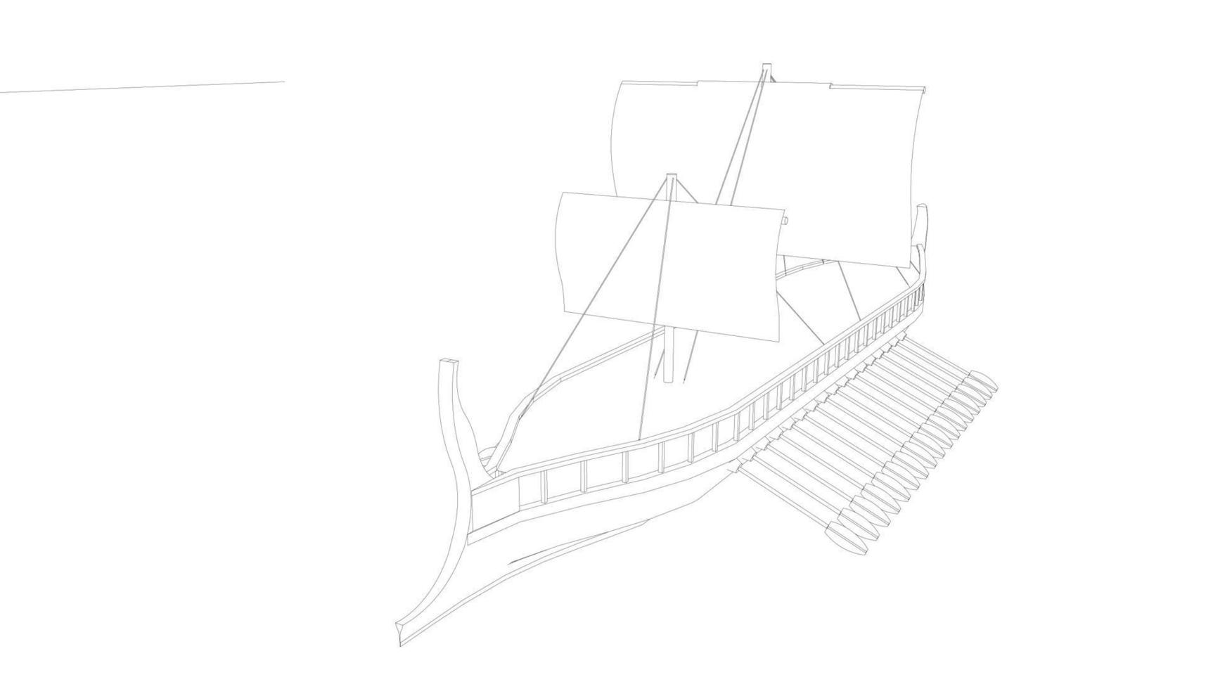 lineart style classic sailboat vector