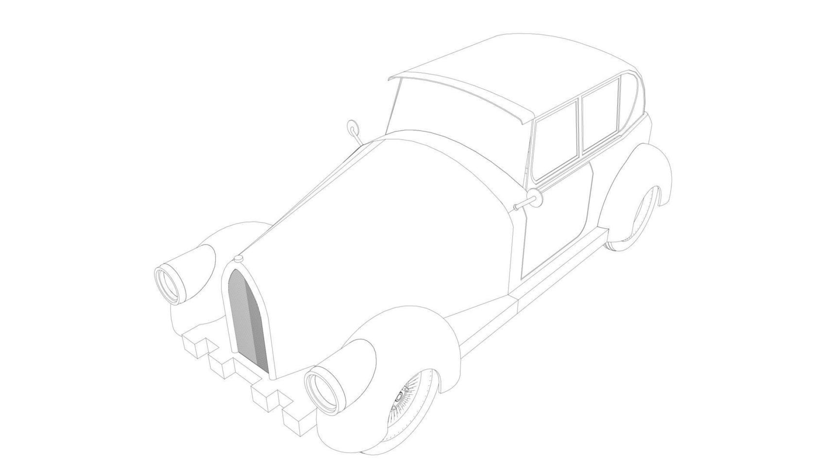 Vintage car design line art vector