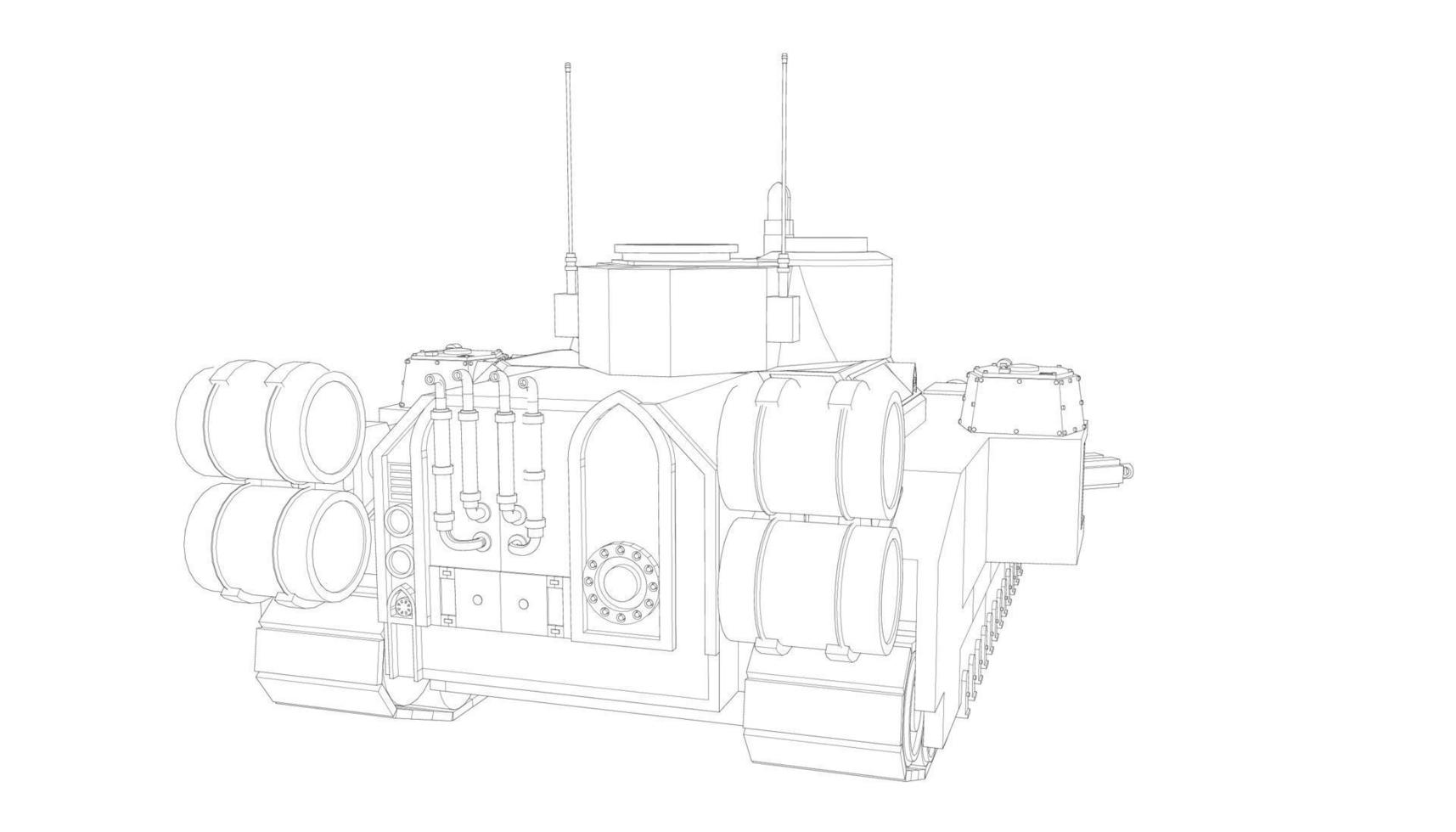 arte lineal del tanque destructor vector