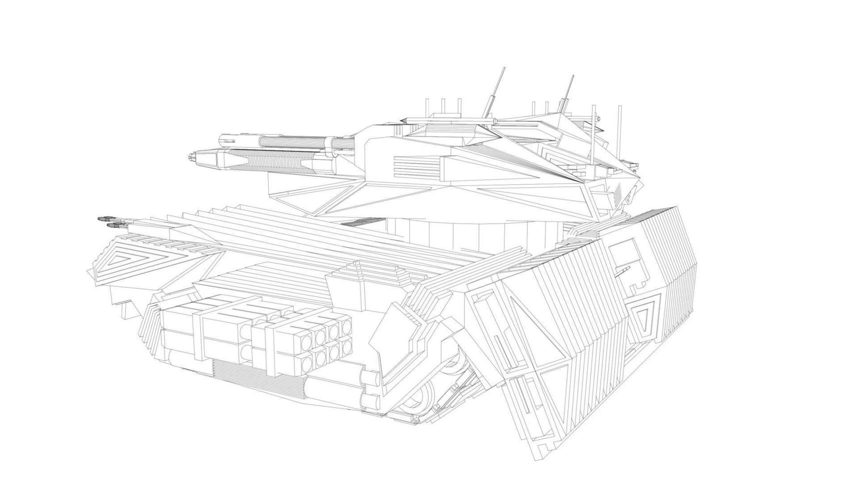 line art of assault tank vector