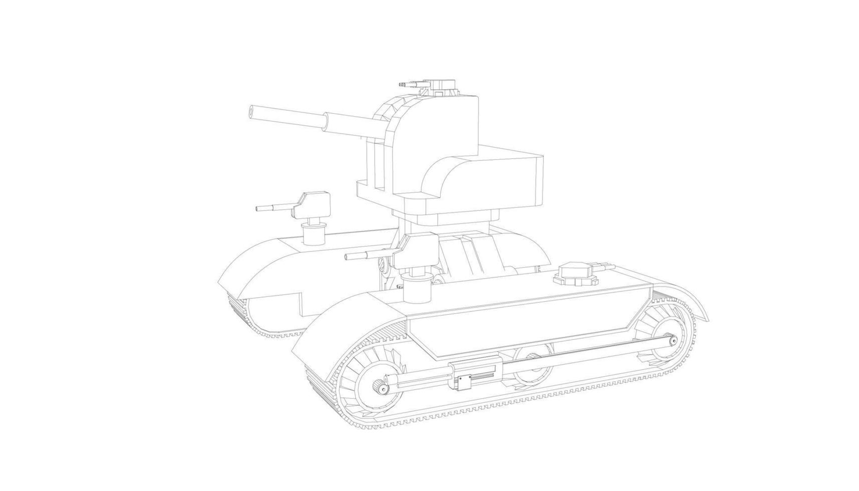 line art of assault tank vector