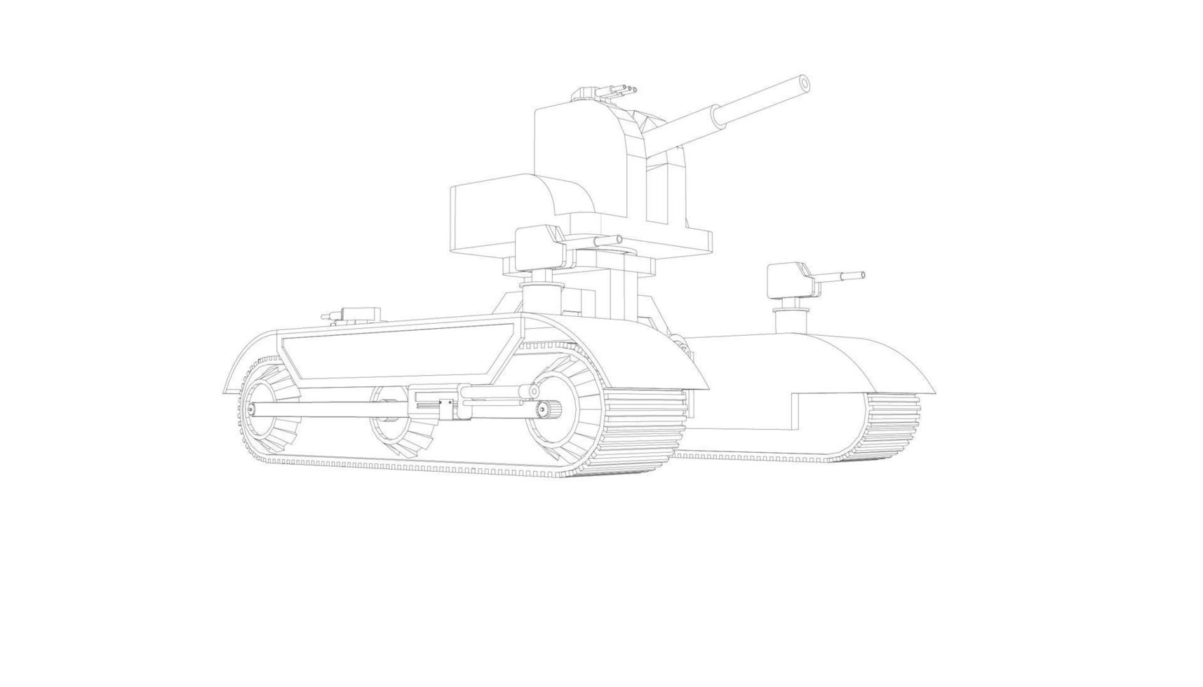 line art of assault tank vector