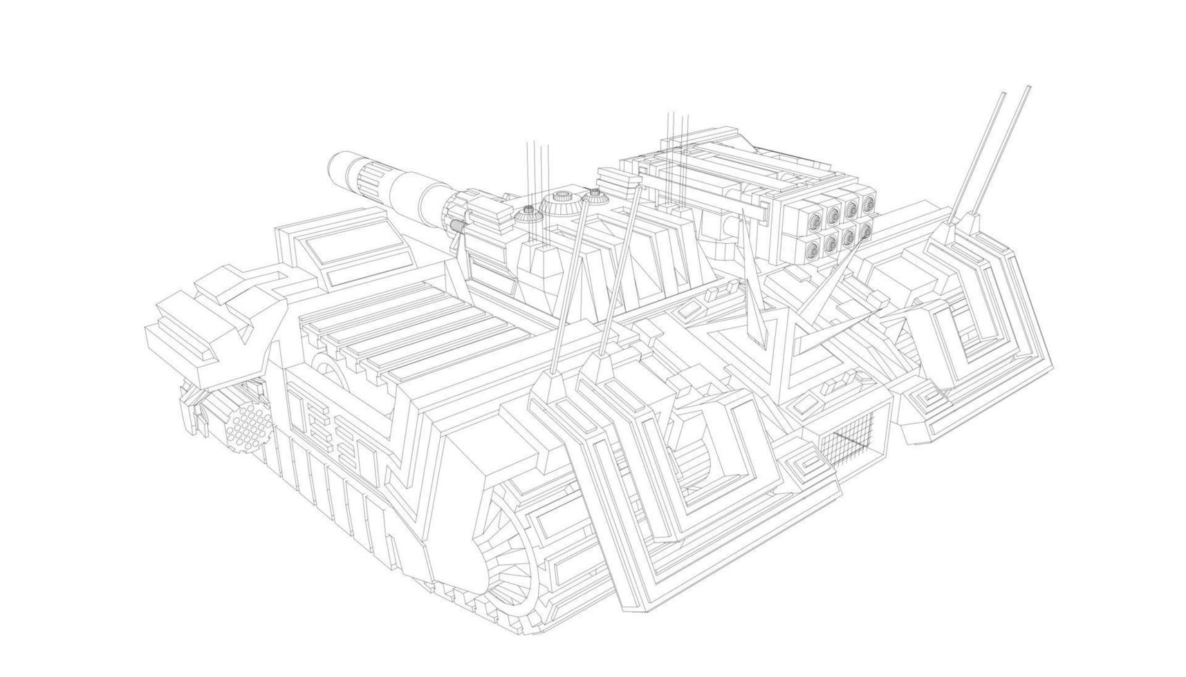 line art of assault tank vector