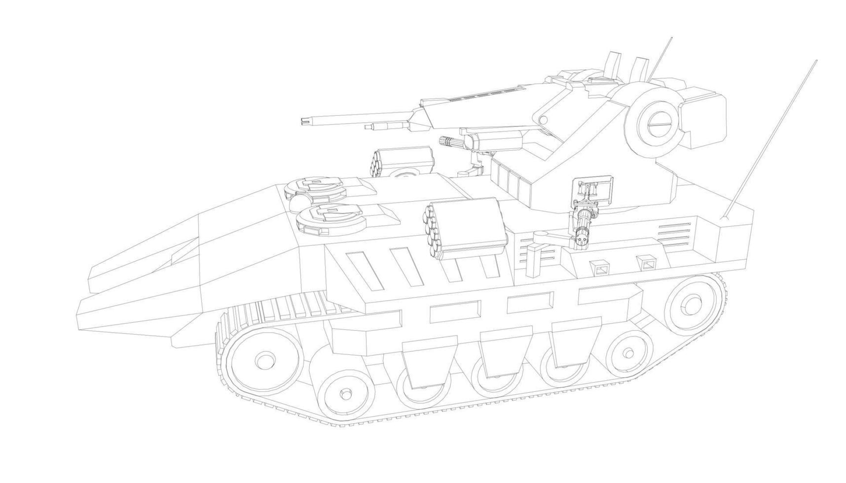 line art of destroyer tank vector