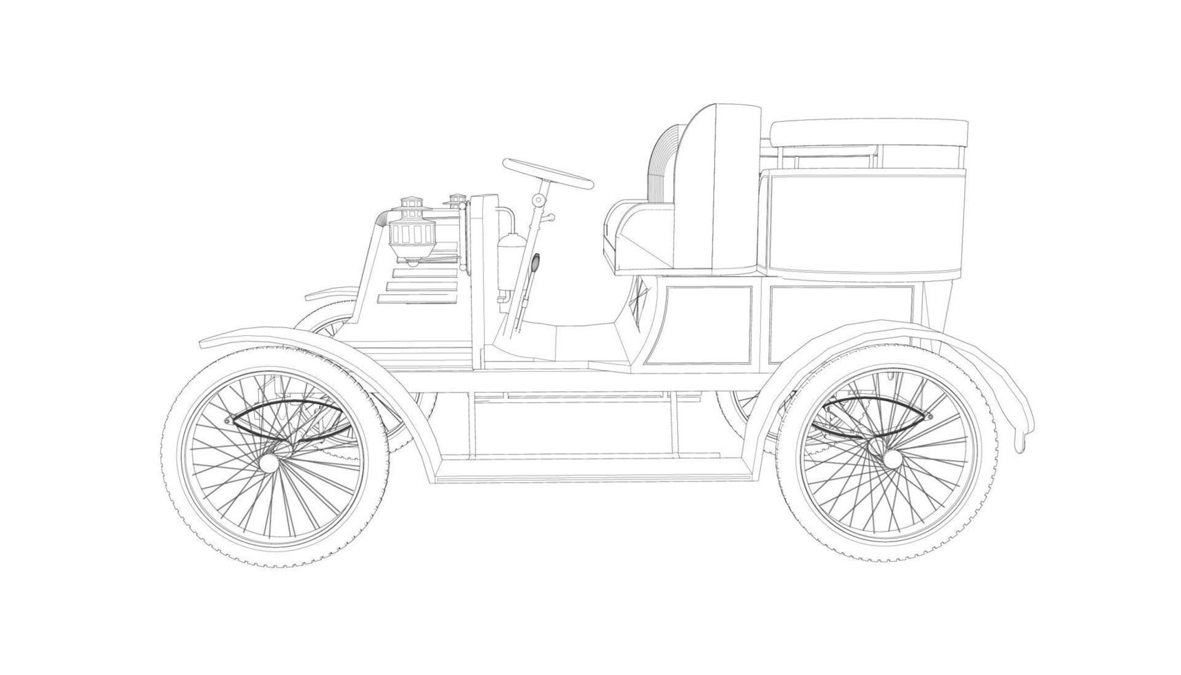 Old car design line art vector