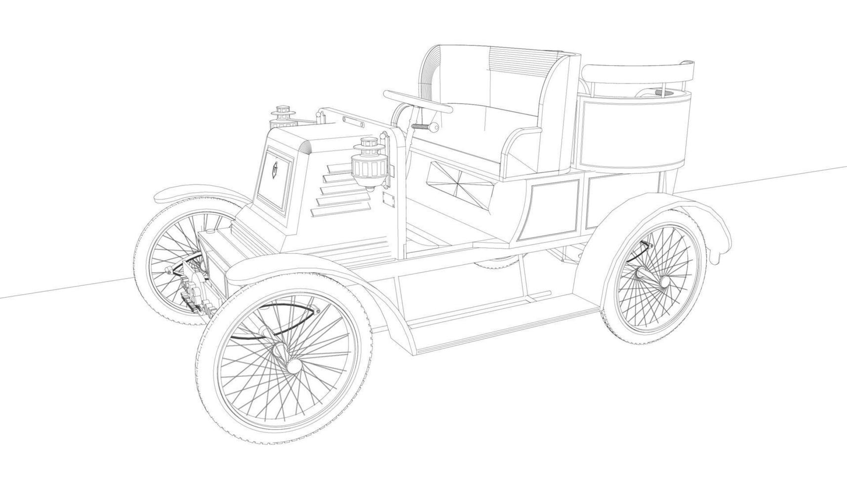 Old car design line art vector