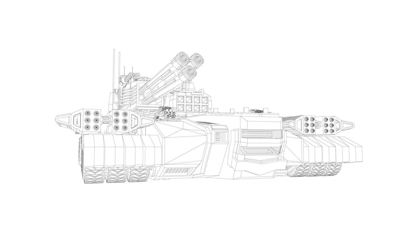 arte lineal del tanque destructor vector