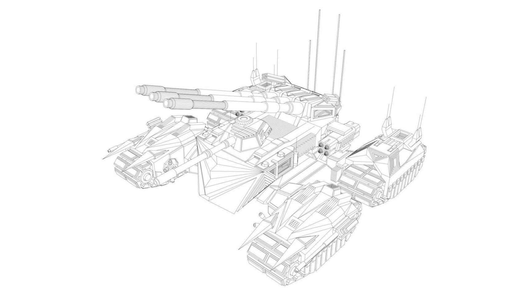 arte lineal de tanques militares vector