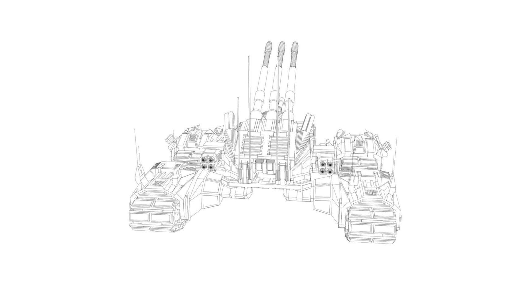 arte lineal de tanques militares vector