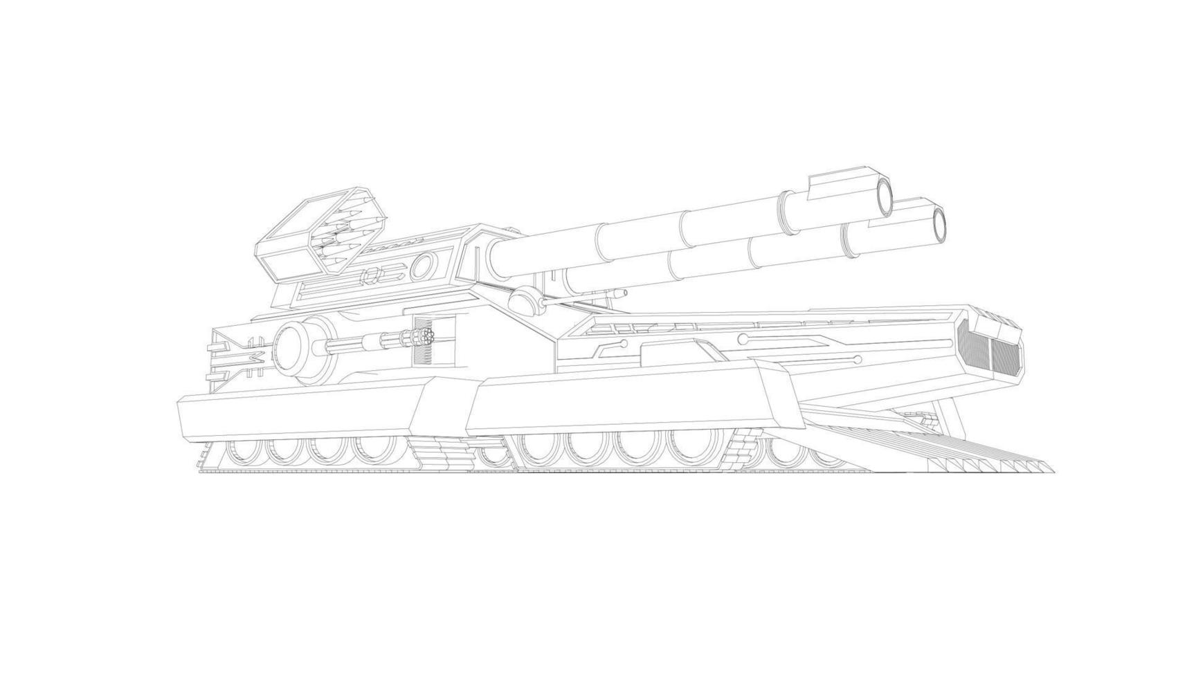 line art of assault tank vector