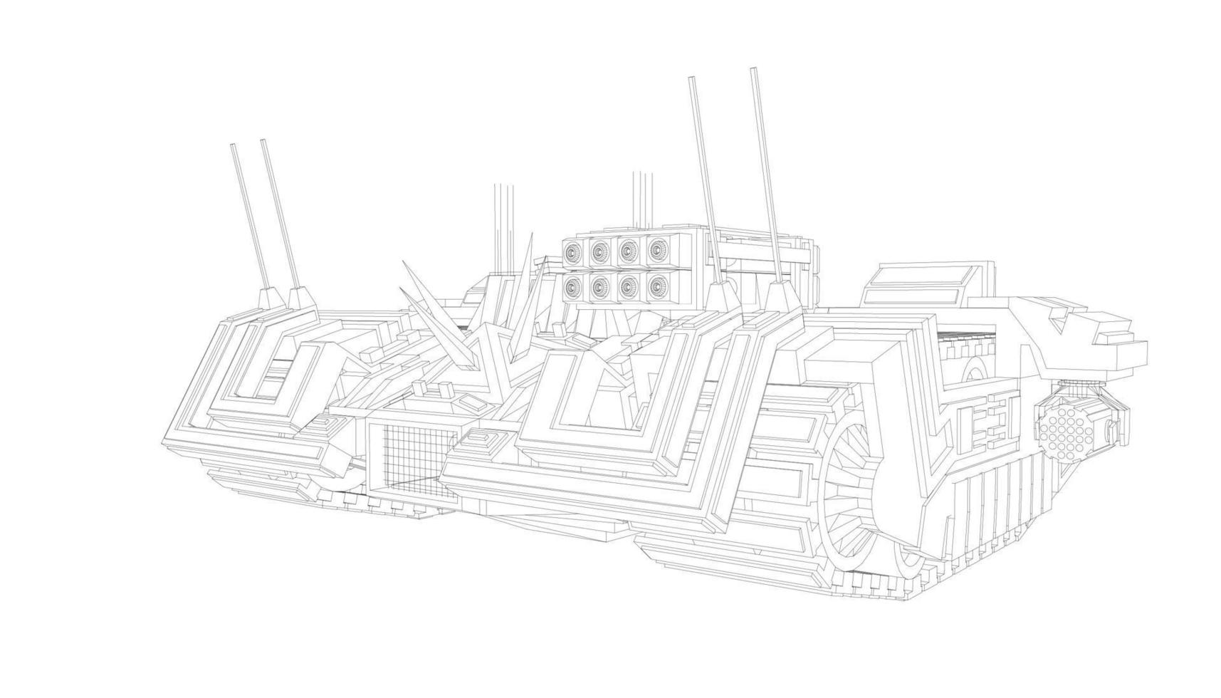 line art of assault tank vector