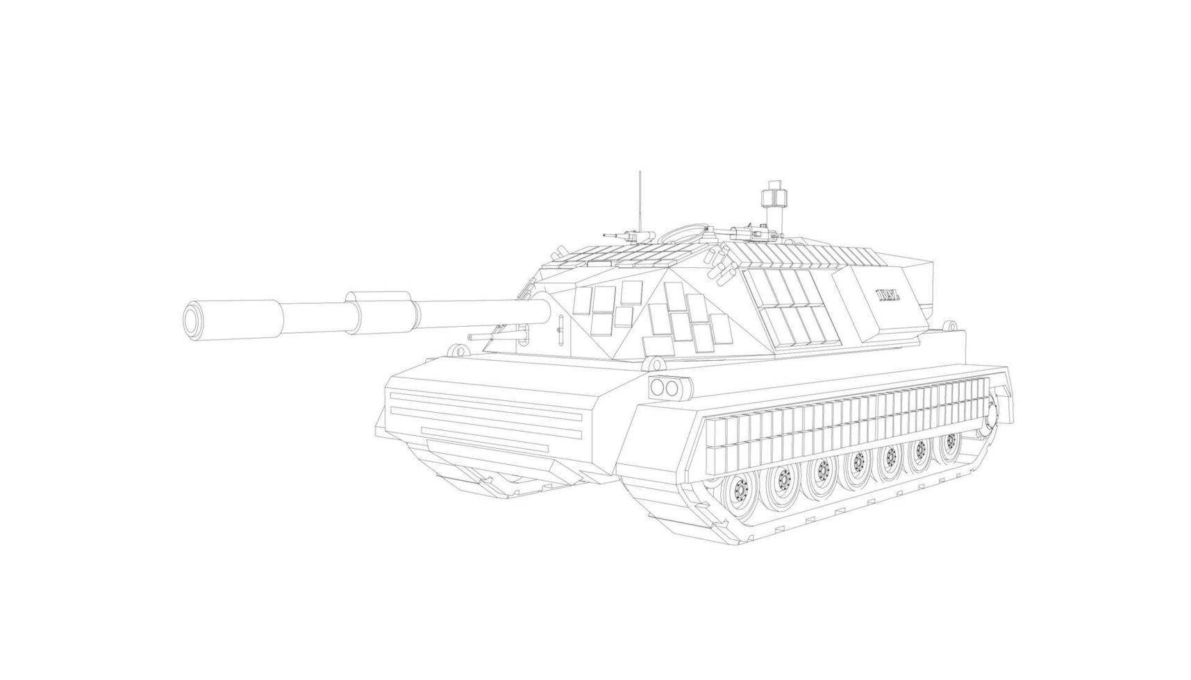 line art of destroyer tank vector