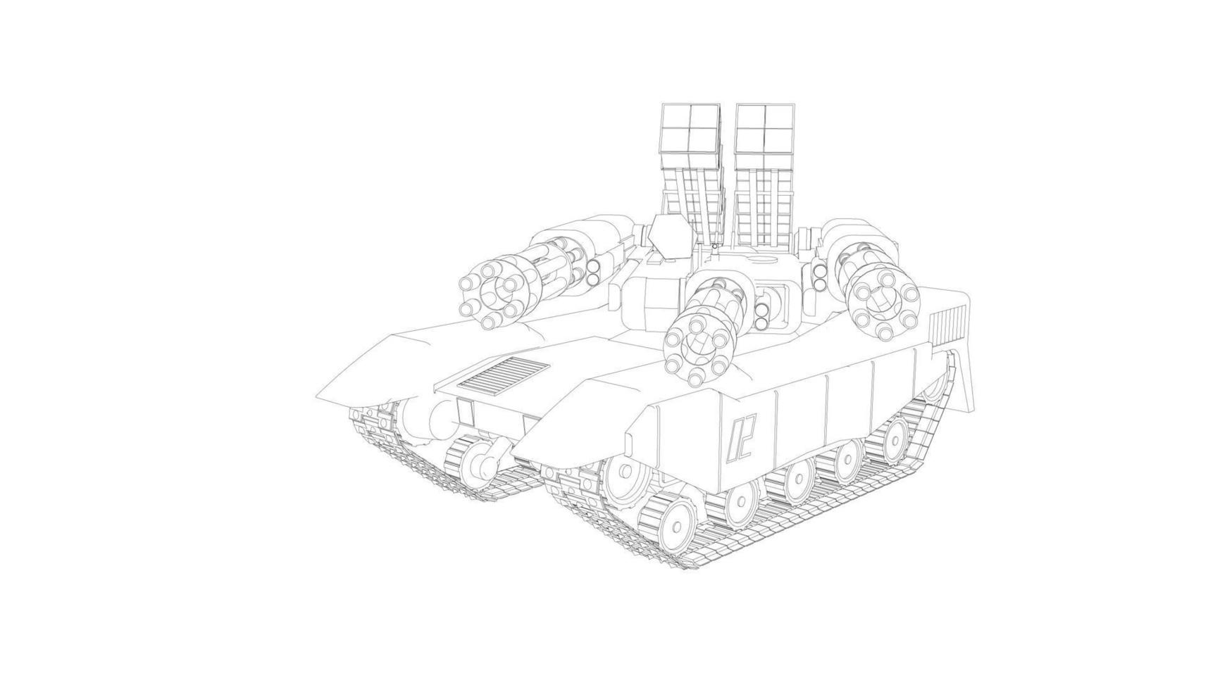 line art of destroyer tank vector
