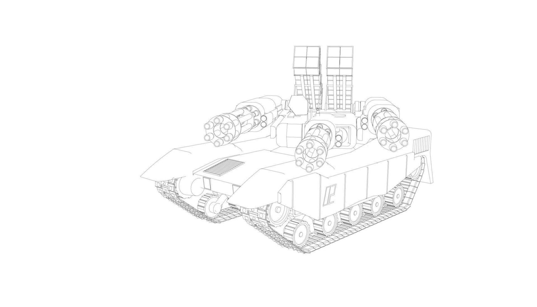 arte lineal del tanque destructor vector