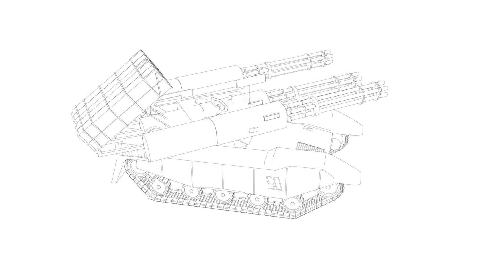 line art of destroyer tank vector