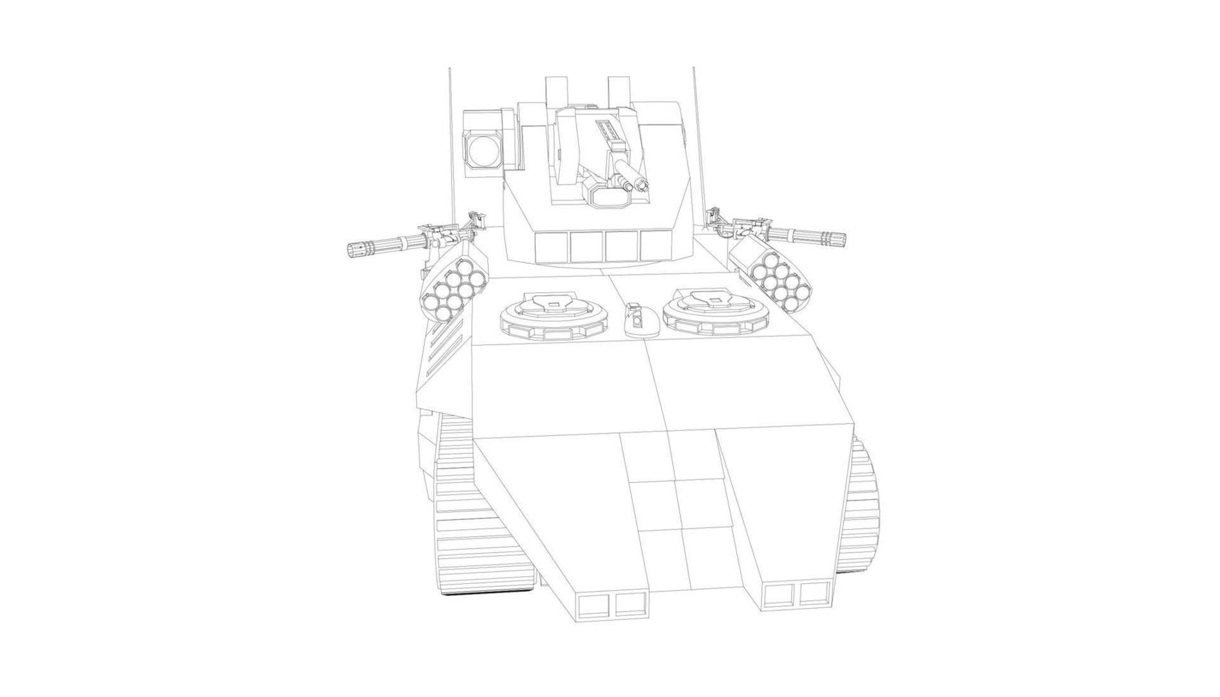 arte lineal del tanque destructor vector