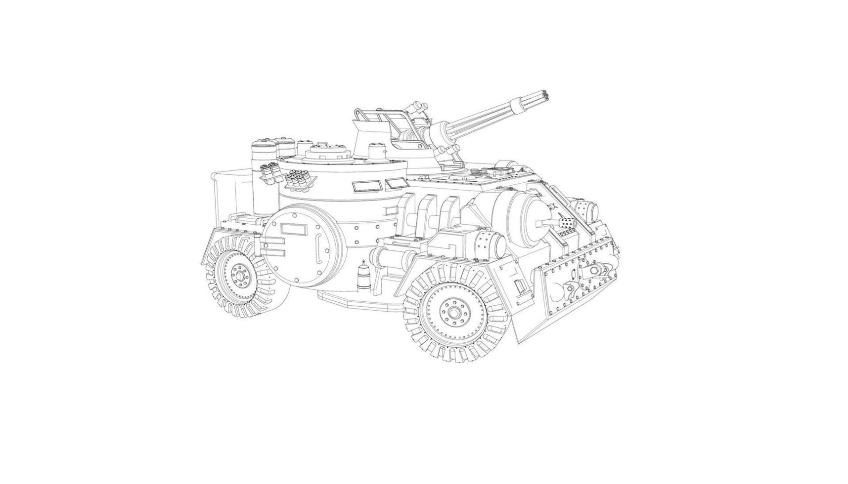 arte lineal de tanques militares vector