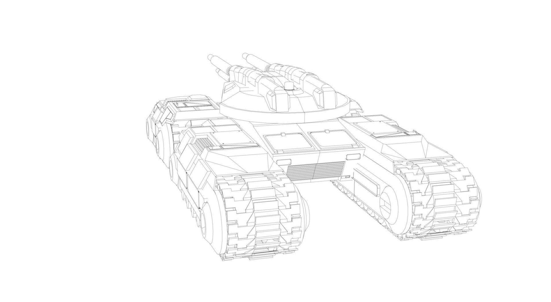 arte lineal de tanques militares vector